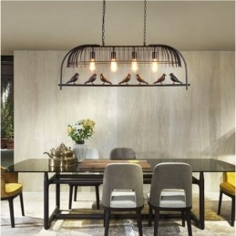 4 Light Rustic Lodge Retro Birdcage závěsné světlo s ocelovým stínidlem
