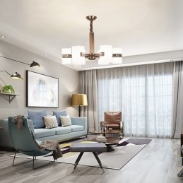 6 Lehký moderní současný lustr se skleněným stínidlem
