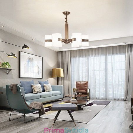 6 Lehký moderní současný lustr se skleněným stínidlem 6 Lehký moderní současný lustr se skleněným stínidlem