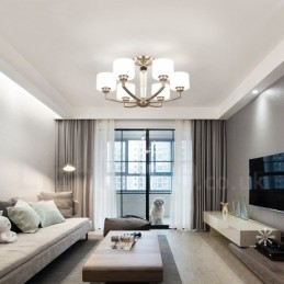 6 Lehký moderní současný lustr se skleněným stínidlem