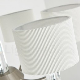 6 Lehký moderní současný křišťálový lustr s látkovým stínidlem