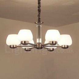 6 Lehký moderní současný lustr se skleněným stínidlem