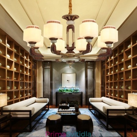 8 Light Retro Tradiční zinkové slitiny Luxusní Lobby Lustr se skleněným stínidlem 8 Light Retro Tradiční zinkové slitiny Luxusní Lobby Lustr se skleněným stínidlem