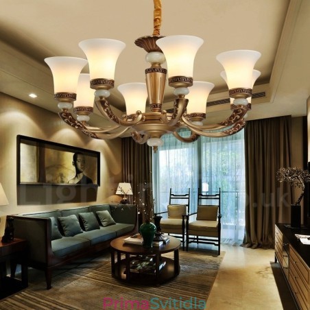 8 Light Retro Tradiční zinkové slitiny Luxusní Lobby Lustr se skleněným stínidlem 8 Light Retro Tradiční zinkové slitiny Luxusní Lobby Lustr se skleněným stínidlem