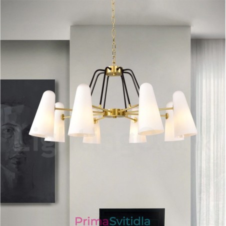 8 Light Retro Rustikální luxusní mosazný závěsný lustr se skleněným stínidlem 8 Light Retro Rustikální luxusní mosazný závěsný lustr se skleněným stínidlem