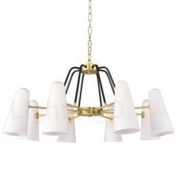 8 Light Retro Rustikální luxusní mosazný závěsný lustr se skleněným stínidlem