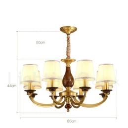 8 Light Retro Rustikální luxusní mosazný závěsný lustr se skleněným stínidlem