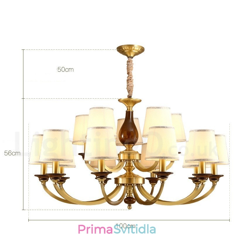 15 Light Retro Rustikální luxusní mosazný závěsný lustr se skleněným stínidlem
