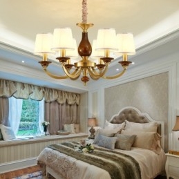 6 Light Retro Rustikální luxusní mosazný závěsný lustr se skleněným stínidlem
