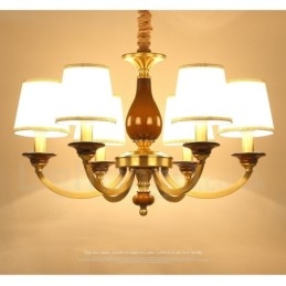 6 Light Retro Rustikální luxusní mosazný závěsný lustr se skleněným stínidlem