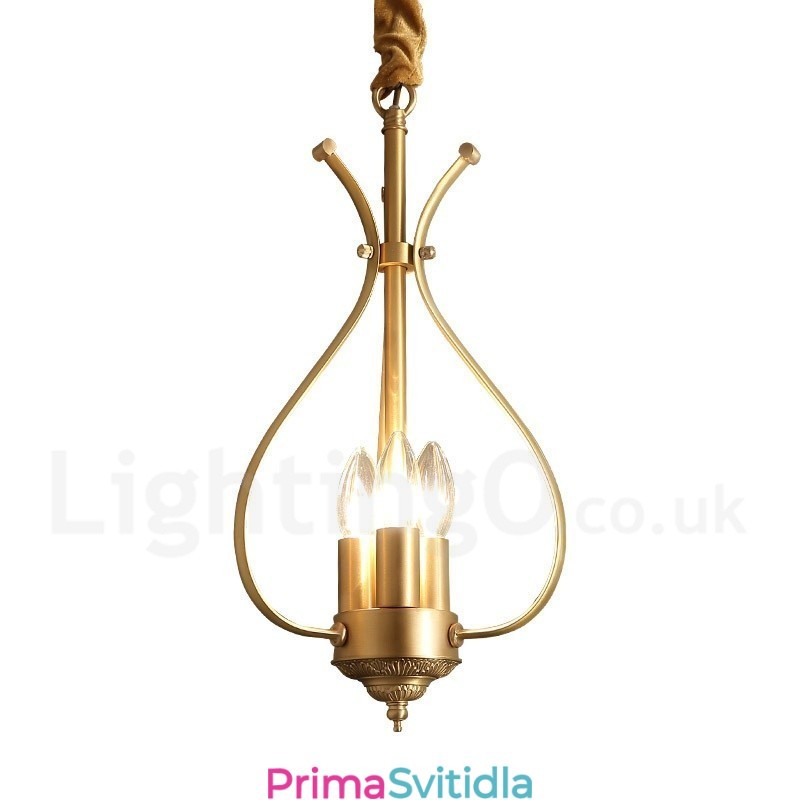4 Light Retro Rustikální luxusní mosazný závěsný lustr