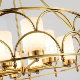 8 Light Retro Rustikální luxusní mosazný závěsný lustr se skleněným stínidlem