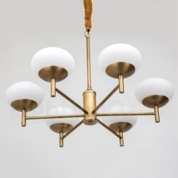 6 Light Retro Rustikální luxusní mosazný závěsný lustr se skleněným stínidlem