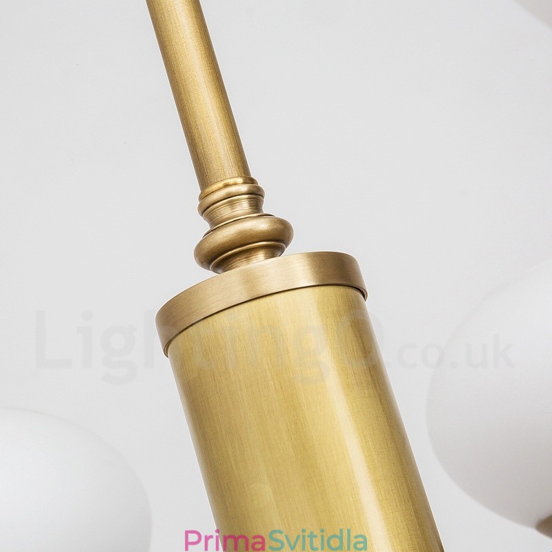 6 Light Retro Rustikální luxusní mosazný závěsný lustr se skleněným stínidlem