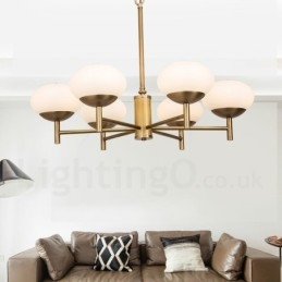 6 Light Retro Rustikální luxusní mosazný závěsný lustr se skleněným stínidlem