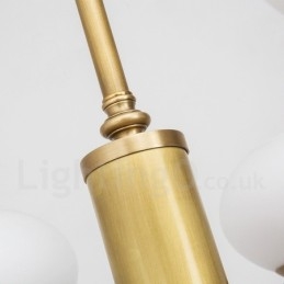 9 Lehký retro rustikální luxusní mosazný závěsný lustr se skleněným stínidlem