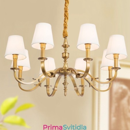 8 Light Retro Rustikální luxusní mosazný závěsný lustr s látkovým stínidlem 8 Light Retro Rustikální luxusní mosazný závěsný lustr s látkovým stínidlem