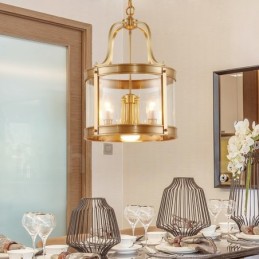 5 Light Retro Rustikální luxusní mosazný závěsný lustr se skleněným stínidlem
