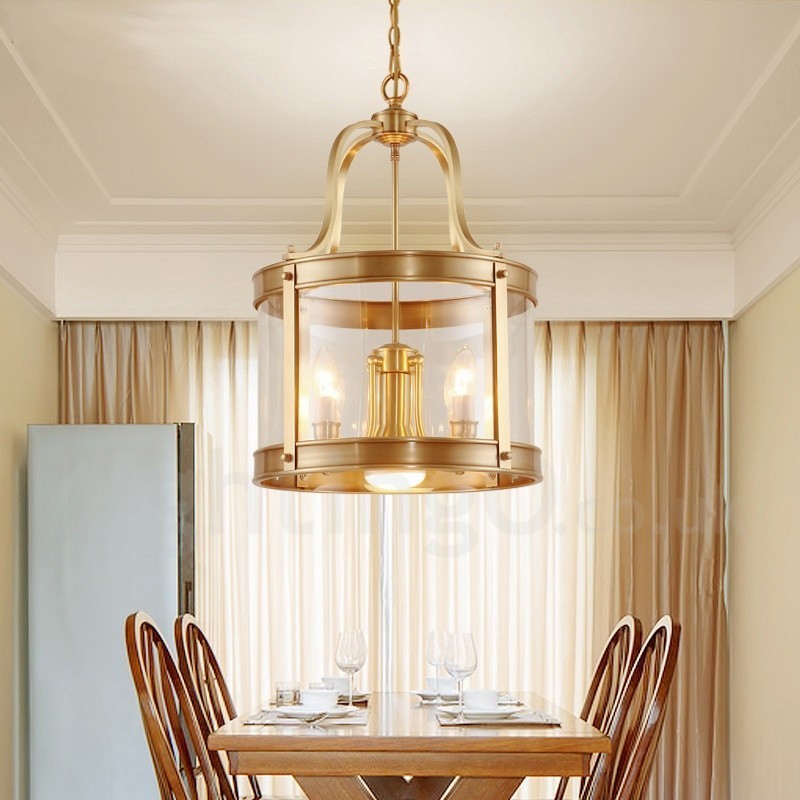 5 Light Retro Rustikální luxusní mosazný závěsný lustr se skleněným stínidlem