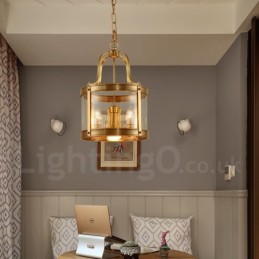 5 Light Retro Rustikální luxusní mosazný závěsný lustr se skleněným stínidlem
