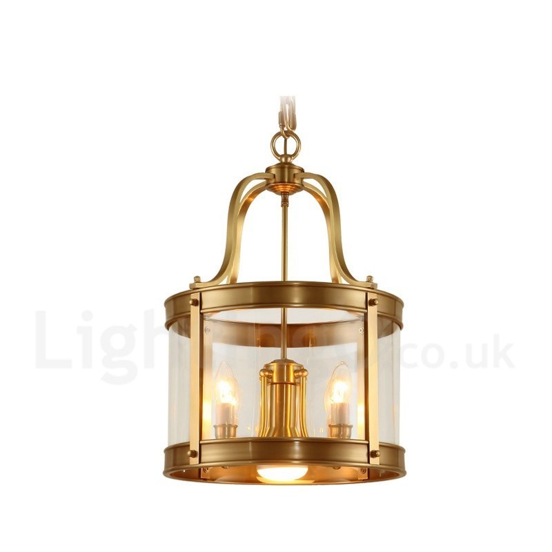 5 Light Retro Rustikální luxusní mosazný závěsný lustr se skleněným stínidlem