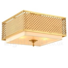 4 Light Retro Rustikální luxusní mosazný závěsný lustr s látkovým stínidlem