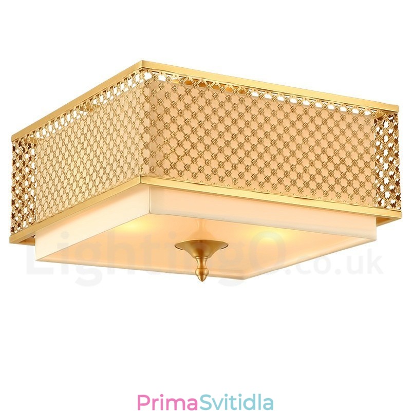 4 Light Retro Rustikální luxusní mosazný závěsný lustr s látkovým stínidlem