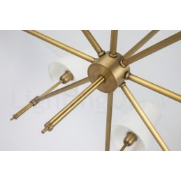 8 Light Retro Rustikální luxusní mosazný závěsný lustr s látkovým stínidlem