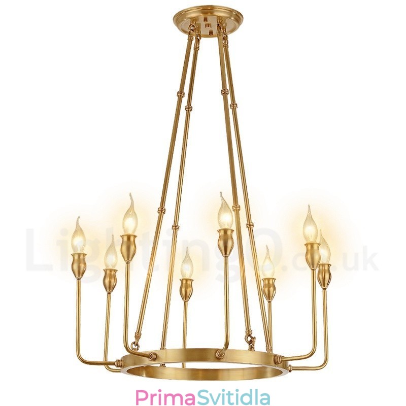 6 Light 8 Light Retro Rustikální luxusní mosazný závěsný lustr