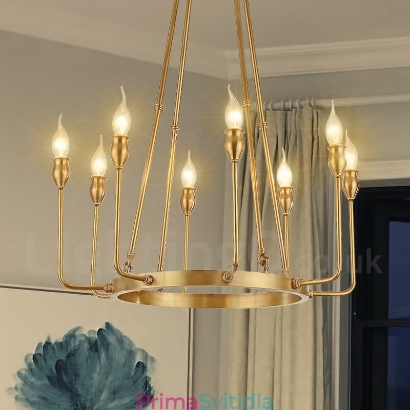 6 Light 8 Light Retro Rustikální luxusní mosazný závěsný lustr
