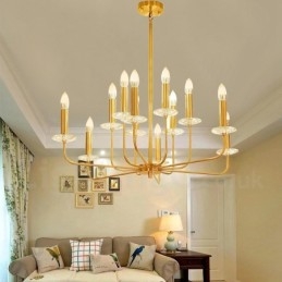 12 Light Retro Rustikální luxusní mosazný závěsný lampový lustr