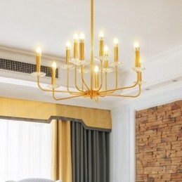 12 Light Retro Rustikální luxusní mosazný závěsný lampový lustr
