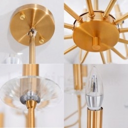 12 Light Retro Rustikální luxusní mosazný závěsný lampový lustr