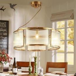 6 Light Retro Rustikální luxusní mosazný závěsný lustr se skleněným stínidlem