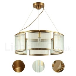 6 Light Retro Rustikální luxusní mosazný závěsný lustr se skleněným stínidlem