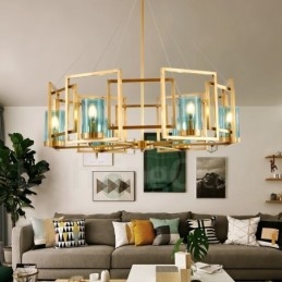 6 Light Retro Rustikální luxusní mosazný závěsný lustr se skleněným stínidlem