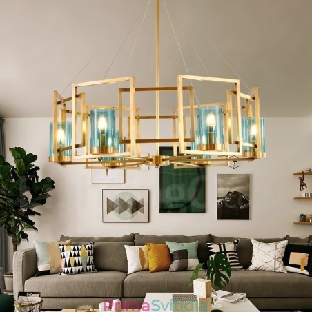 6 Light Retro Rustikální luxusní mosazný závěsný lustr se skleněným stínidlem 6 Light Retro Rustikální luxusní mosazný závěsný lustr se skleněným stínidlem