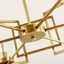 6 Light Retro Rustikální luxusní mosazný závěsný lustr se skleněným stínidlem