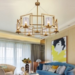 6 Light Retro Rustikální luxusní mosazný závěsný lustr se skleněným stínidlem
