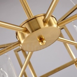 6 Light Retro Rustikální luxusní mosazný závěsný lustr se skleněným stínidlem