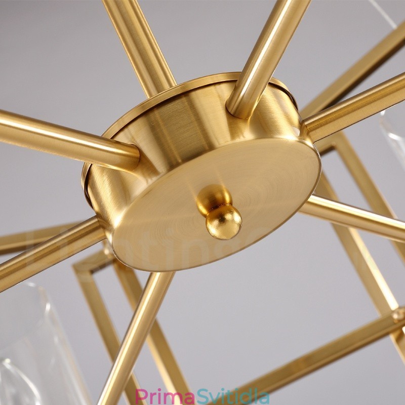 6 Light Retro Rustikální luxusní mosazný závěsný lustr se skleněným stínidlem