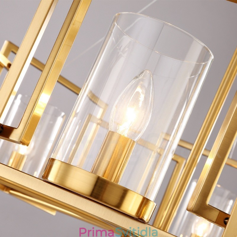 6 Light Retro Rustikální luxusní mosazný závěsný lustr se skleněným stínidlem