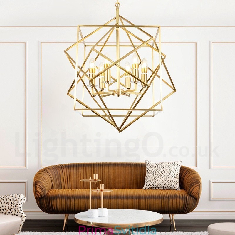 6 Lehký retro rustikální luxusní mosazný závěsný lampový lustr