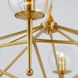 6 Light Retro Rustikální luxusní mosazný závěsný lustr se skleněným stínidlem