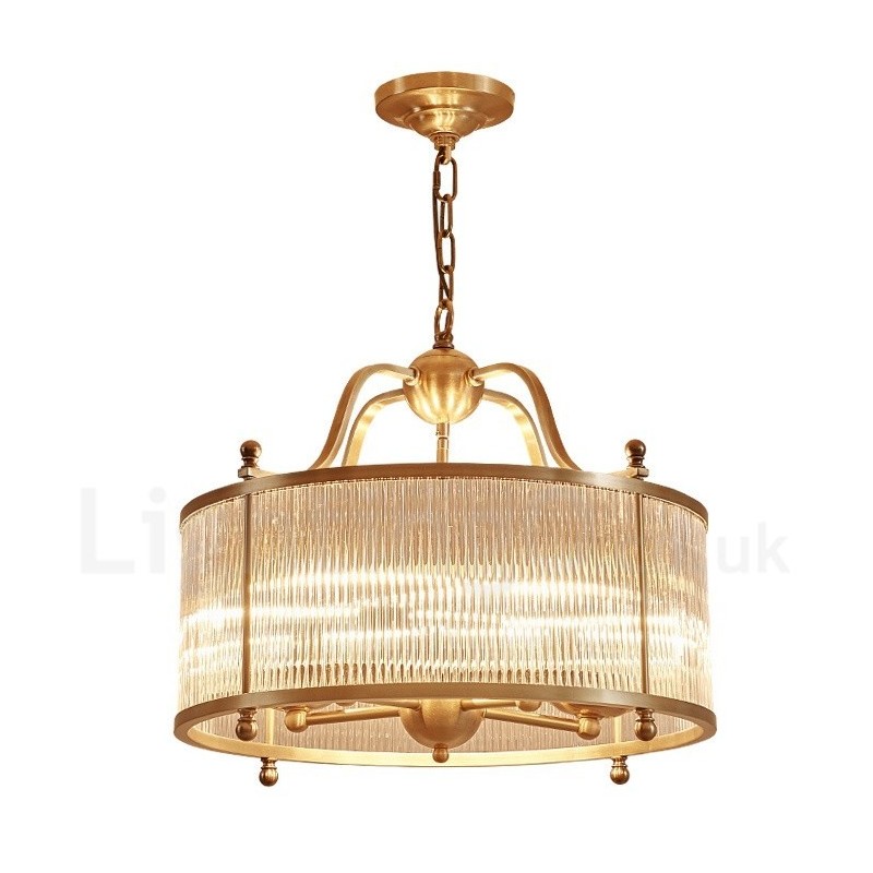 5 Light Retro Rustikální luxusní mosazný závěsný lustr se skleněným stínidlem