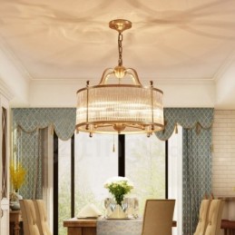 5 Light Retro Rustikální luxusní mosazný závěsný lustr se skleněným stínidlem