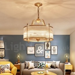 5 Light Retro Rustikální luxusní mosazný závěsný lustr se skleněným stínidlem