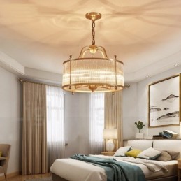 5 Light Retro Rustikální luxusní mosazný závěsný lustr se skleněným stínidlem