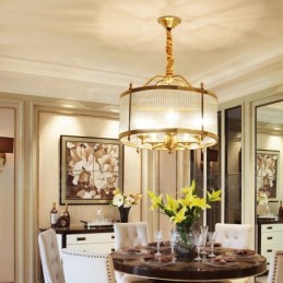 5 Light Retro Rustikální luxusní mosazný závěsný lustr se skleněným stínidlem