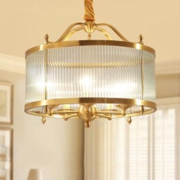 5 Light Retro Rustikální luxusní mosazný závěsný lustr se skleněným stínidlem